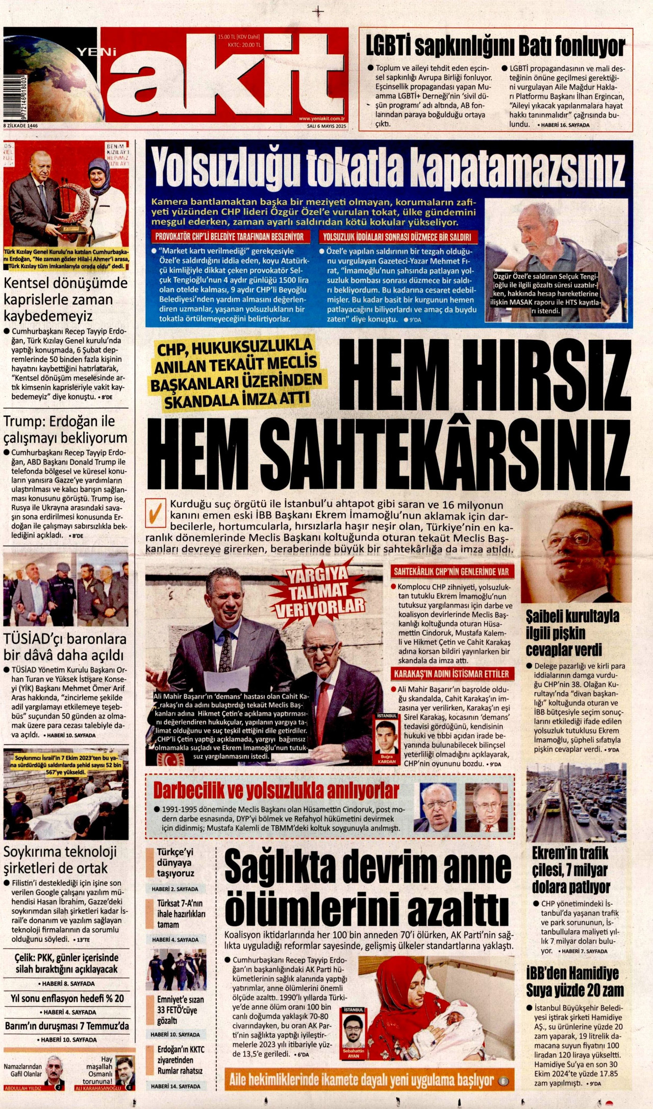 YENİ AKİT gazetesinin 6 Mayıs 2025 tarihli birinci sayfası