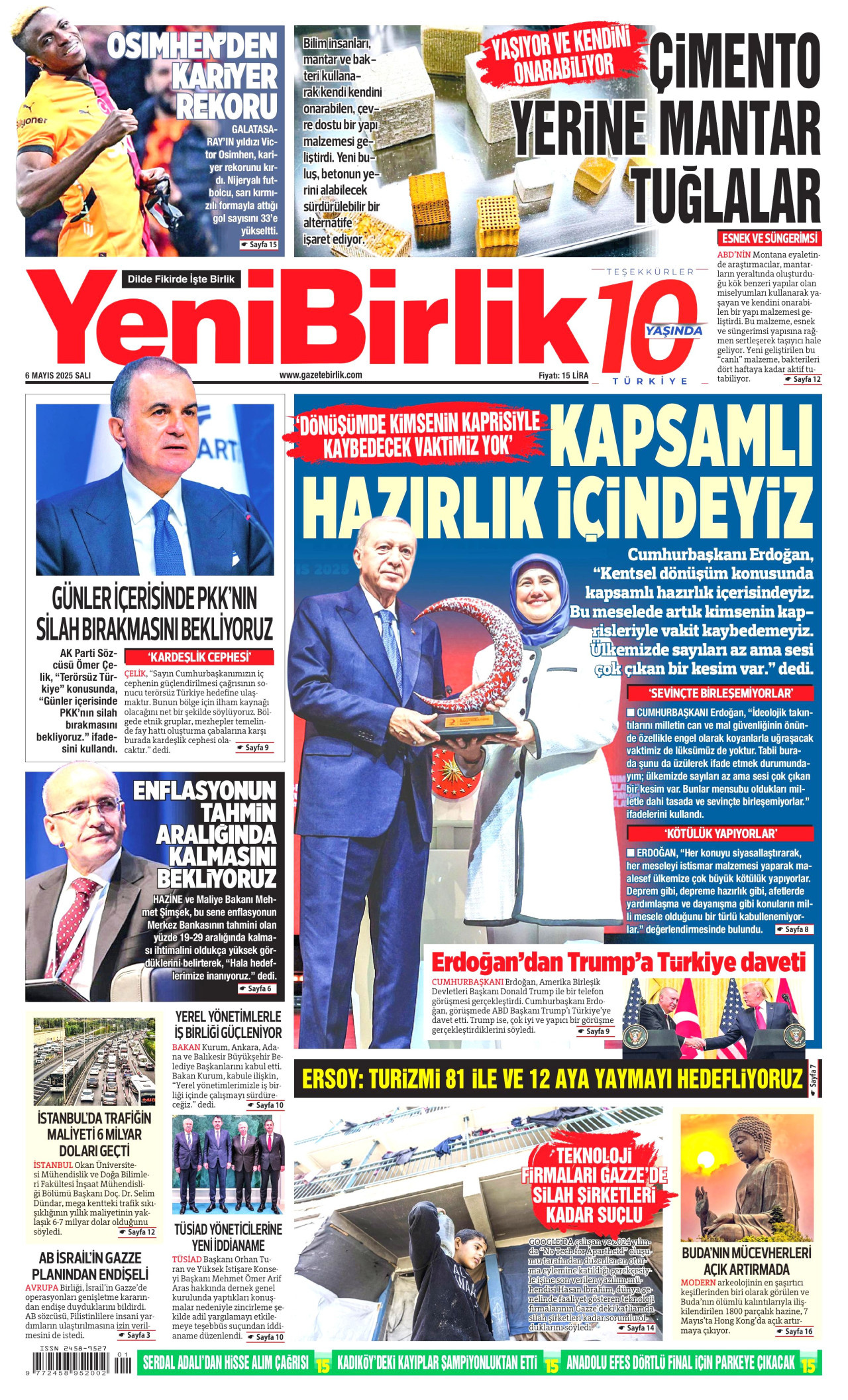 YENİBİRLİK gazetesinin 6 Mayıs 2025 tarihli birinci sayfası