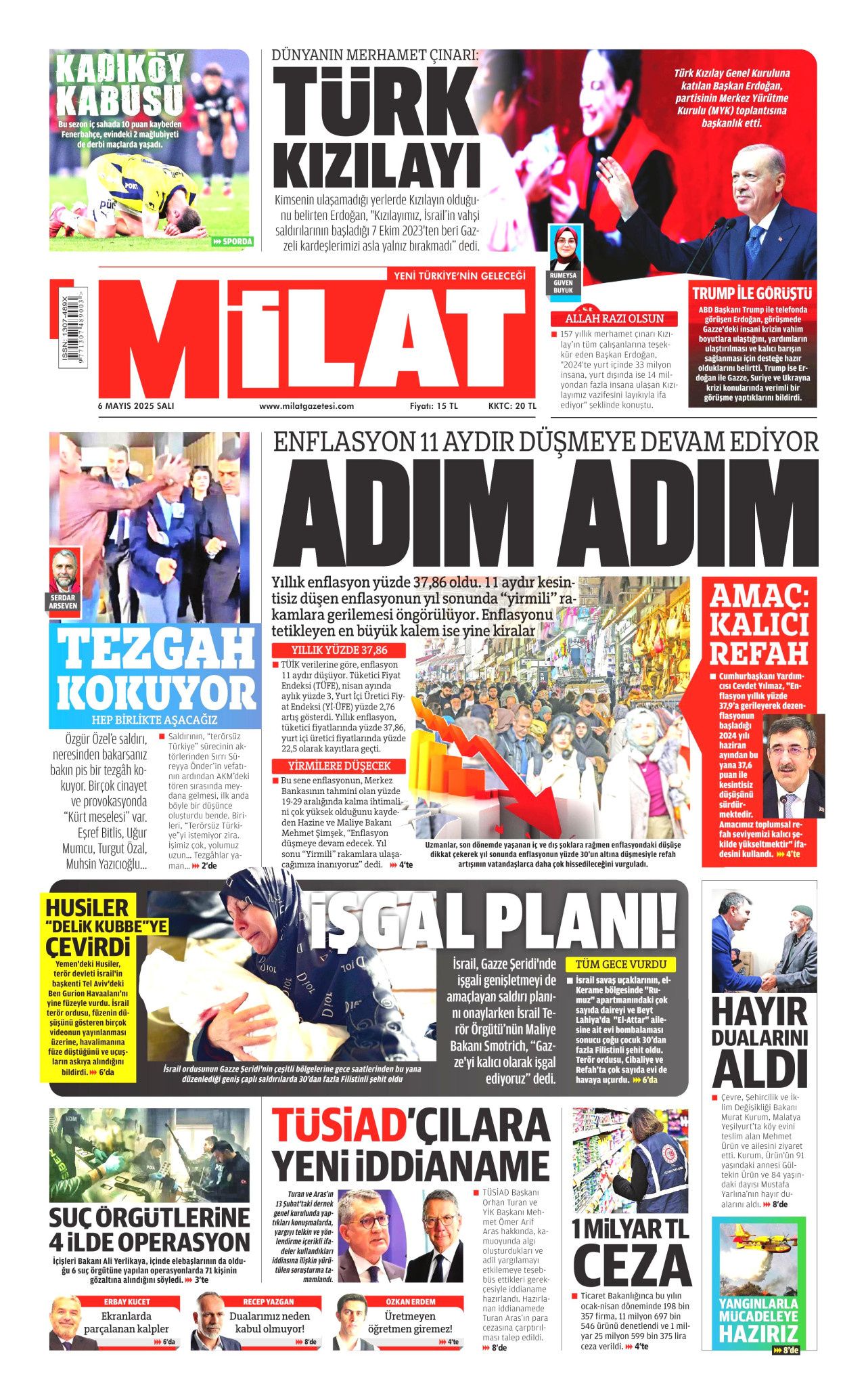 MİLAT gazetesinin 6 Mayıs 2025 tarihli birinci sayfası