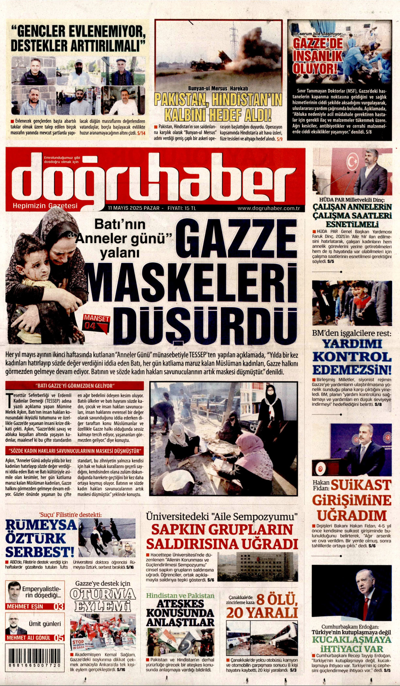 DOĞRU HABER gazetesinin 11 Mayıs 2025 tarihli birinci sayfası