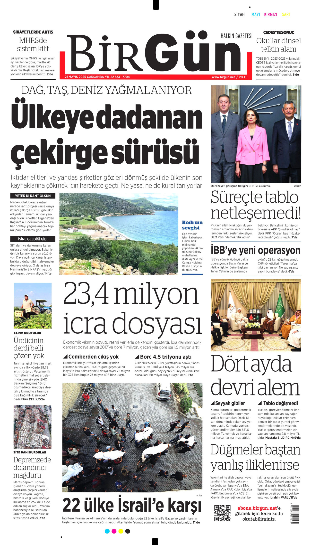 BİRGÜN gazetesinin 21 Mayıs 2025 tarihli birinci sayfası