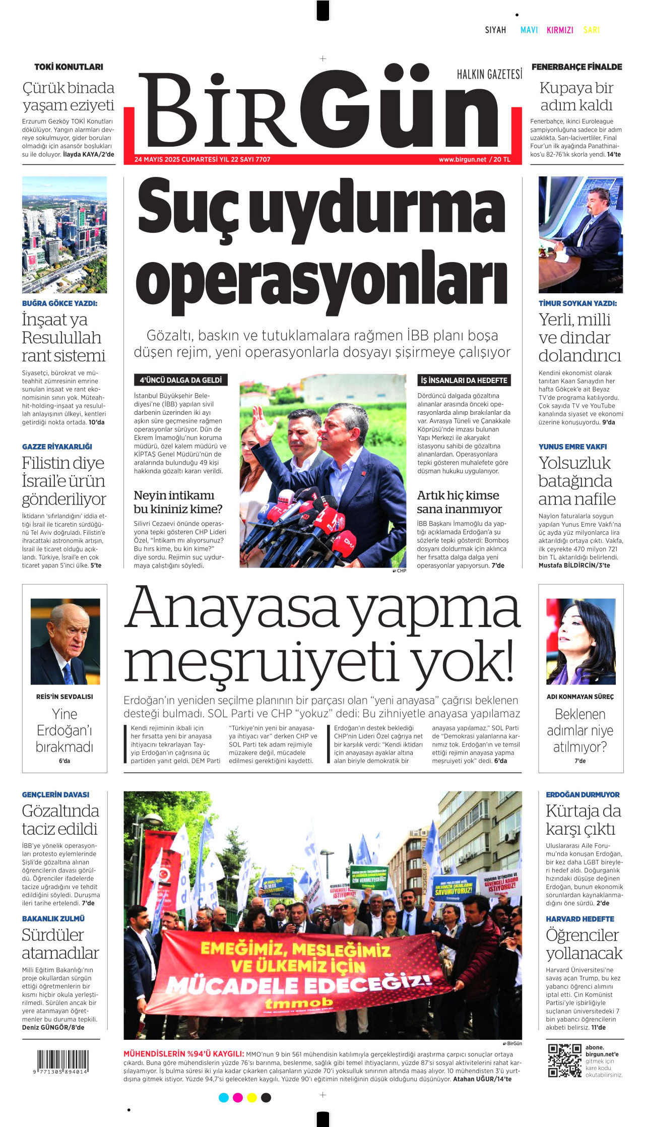 BİRGÜN gazetesinin 24 Mayıs 2025 tarihli birinci sayfası
