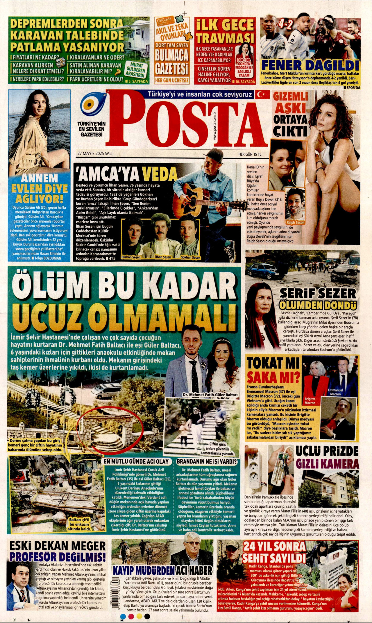 POSTA gazetesinin 27 Mayıs 2025 tarihli birinci sayfası