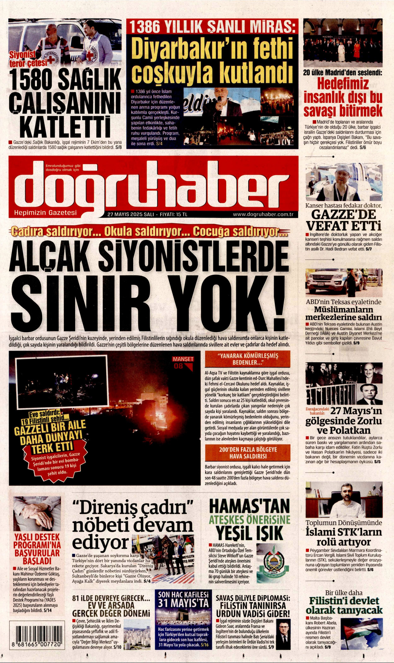 DOĞRU HABER gazetesinin 27 Mayıs 2025 tarihli birinci sayfası