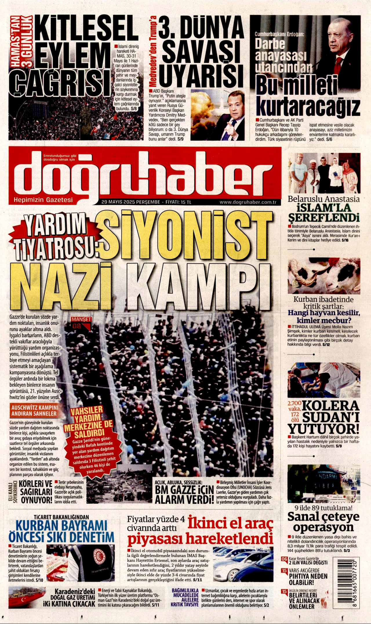 DOĞRU HABER gazetesinin 29 Mayıs 2025 tarihli birinci sayfası