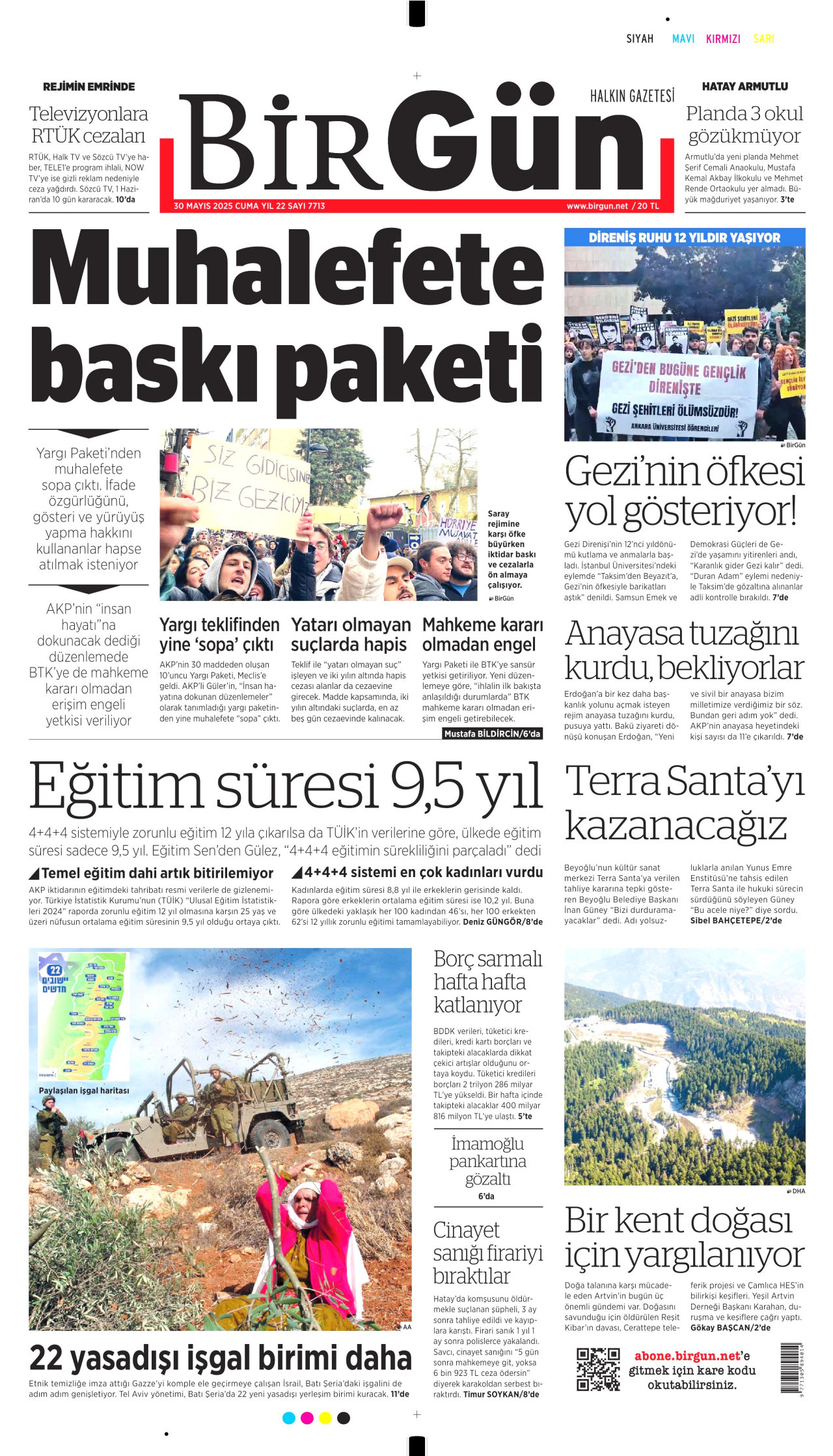 BİRGÜN gazetesinin 30 Mayıs 2025 tarihli birinci sayfası