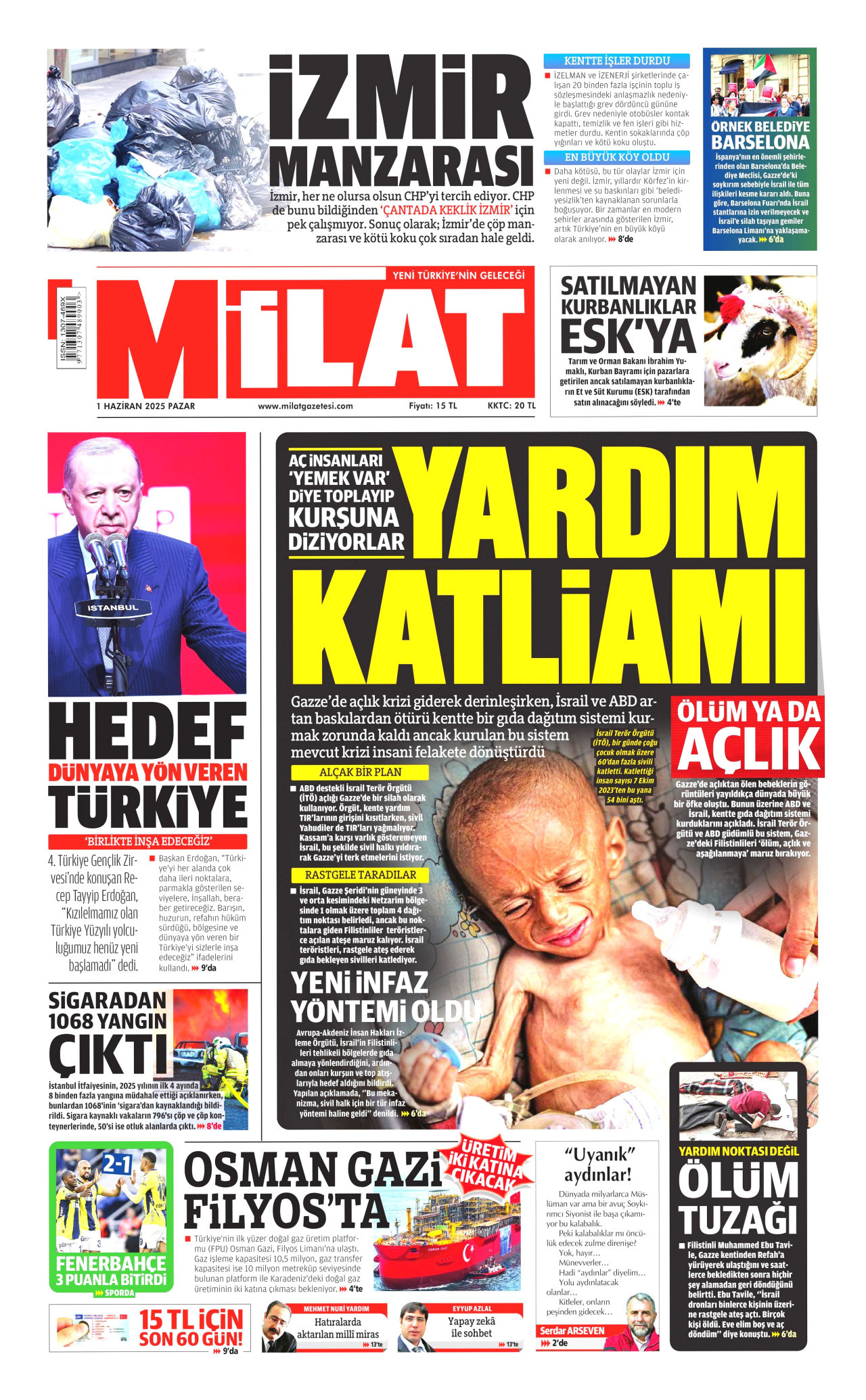 MİLAT gazetesinin 1 Haziran 2025 tarihli birinci sayfası