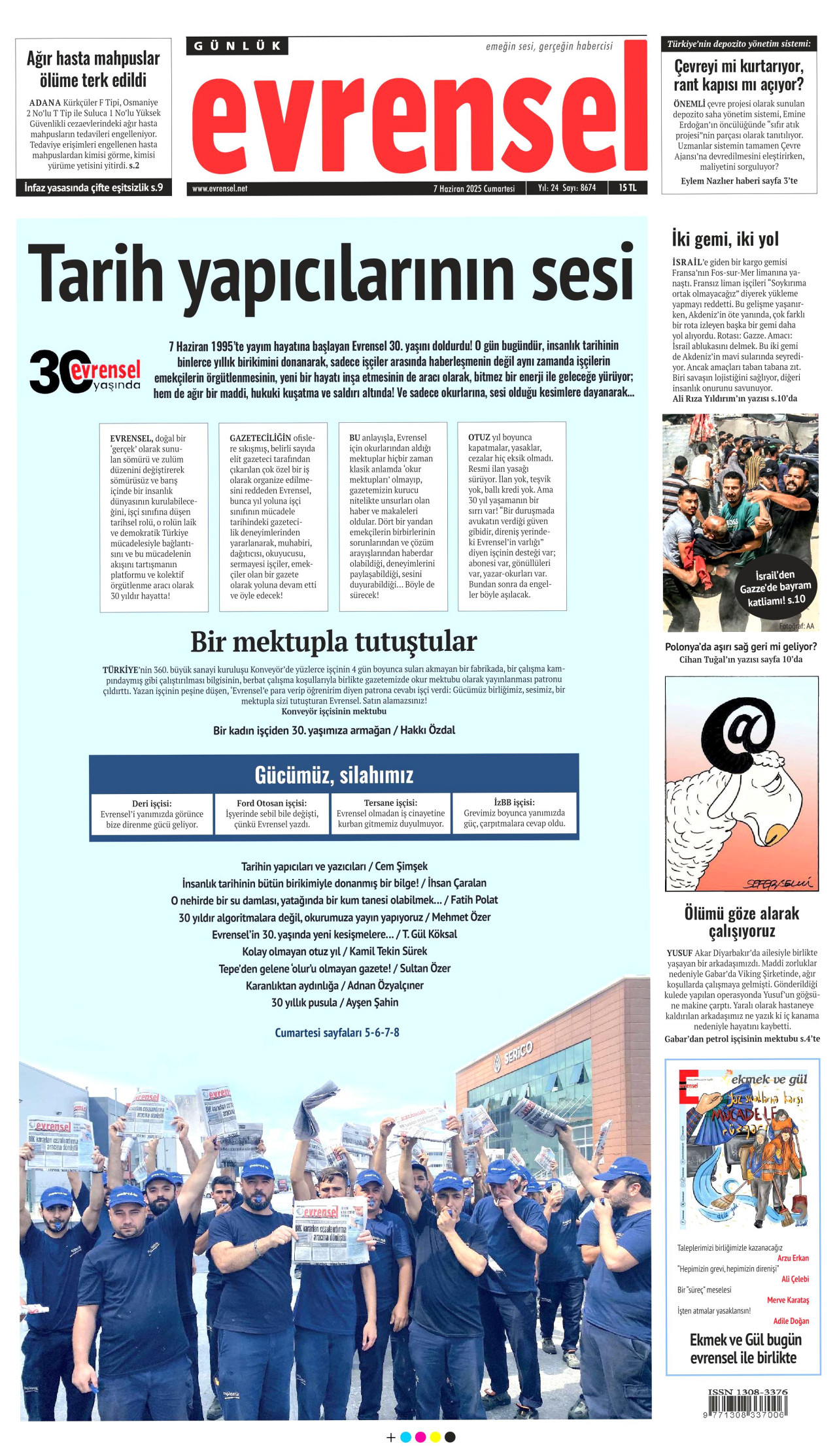 EVRENSEL gazetesinin 7 Haziran 2025 tarihli birinci sayfası