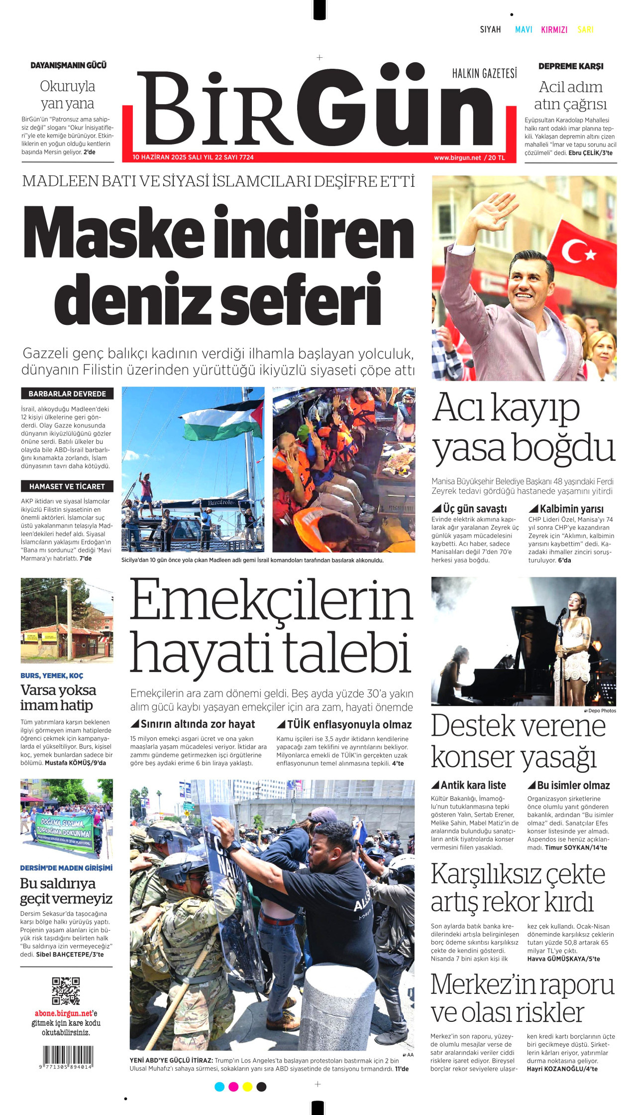BİRGÜN gazetesinin 10 Haziran 2025 tarihli birinci sayfası
