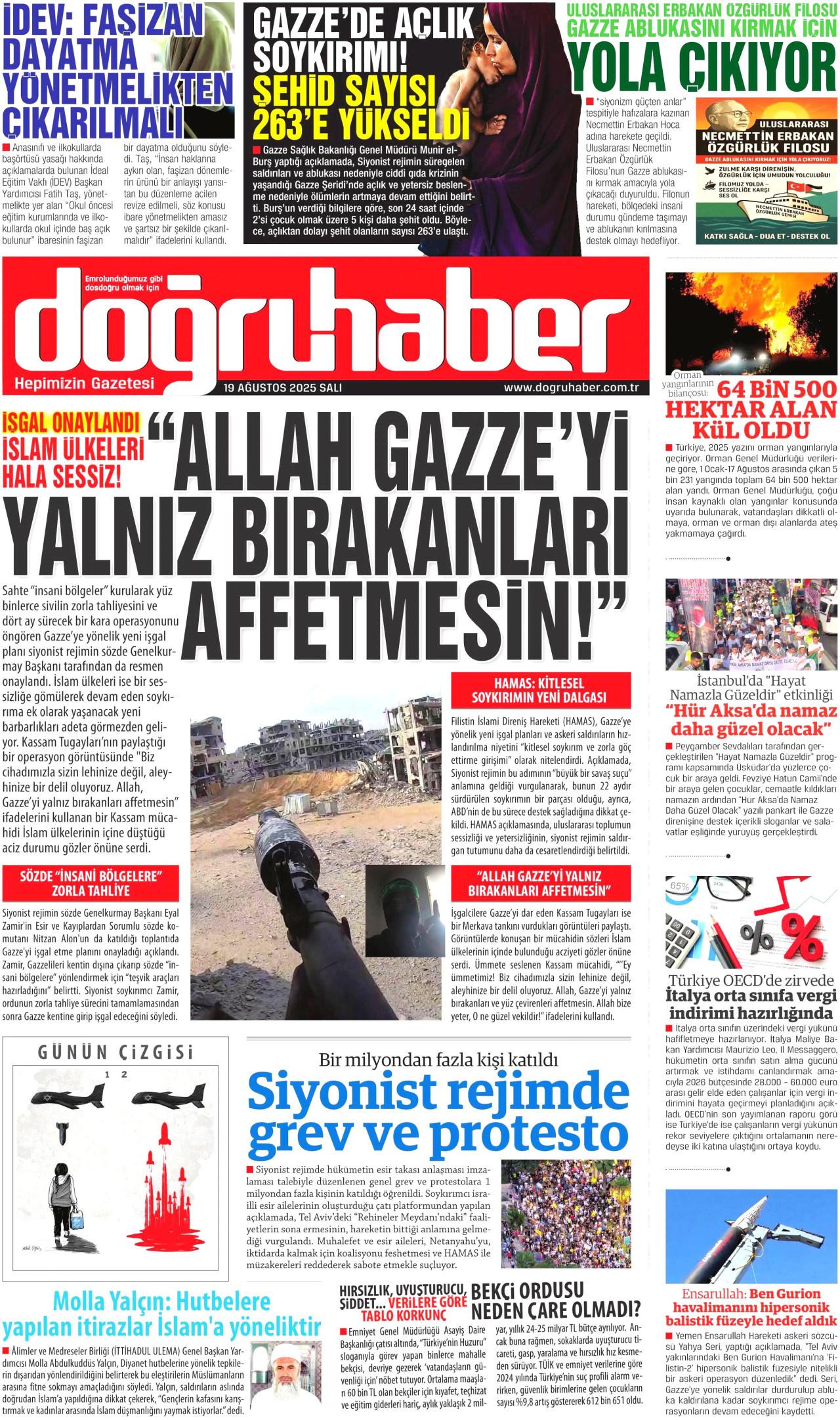 DOĞRU HABER gazetesinin 19 Ağustos 2025 tarihli birinci sayfası