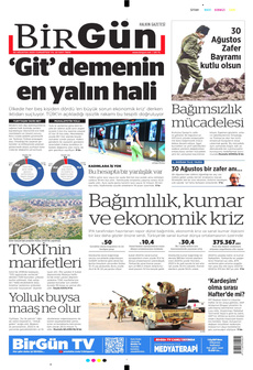 BİRGÜN 30 Ağustos 2025 gazete manşeti