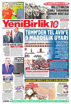 YENİBİRLİK 30 Ağustos 2025 gazete manşeti