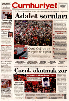 CUMHURİYET 1 Eylül 2025 gazete manşeti