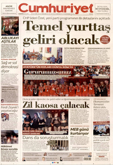 CUMHURİYET 8 Eylül 2025 gazete manşeti