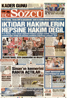 SÖZCÜ 14 Eylül 2025 gazete manşeti