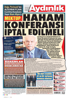 AYDINLIK GAZETESİ 24 Ekim 2025 gazete manşeti