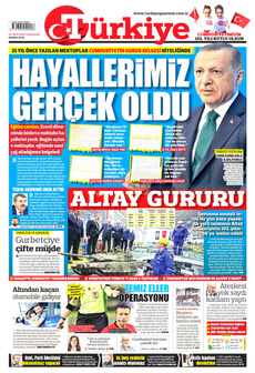 TÜRKİYE GAZETESİ 29 Ekim 2025 gazete manşeti