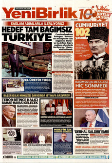 YENİBİRLİK 29 Ekim 2025 gazete manşeti