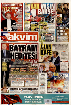TAKVİM 29 Ekim 2025 gazete manşeti