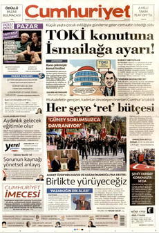 CUMHURİYET 16 Kasım 2025 gazete manşeti