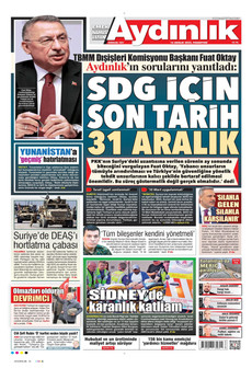 AYDINLIK GAZETESİ 15 Aralık 2025 gazete manşeti