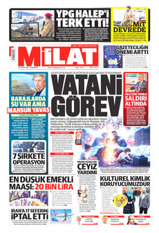 MİLAT 10 Ocak 2026 gazete manşeti