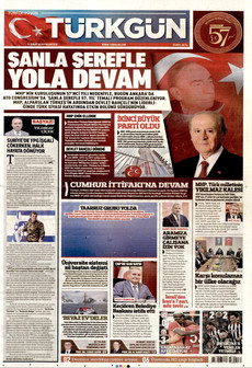 TÜRKGÜN 9 Şubat 2026 gazete manşeti