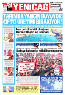 YENİÇAĞ 29 Mart 2026 gazete manşeti