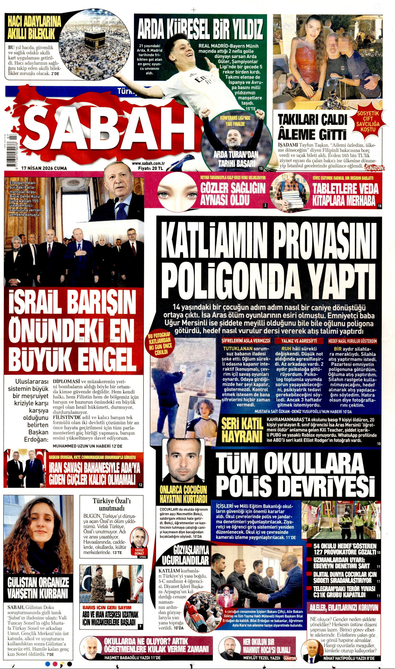 SABAH gazetesinin 17 Nisan 2026 tarihli birinci sayfası