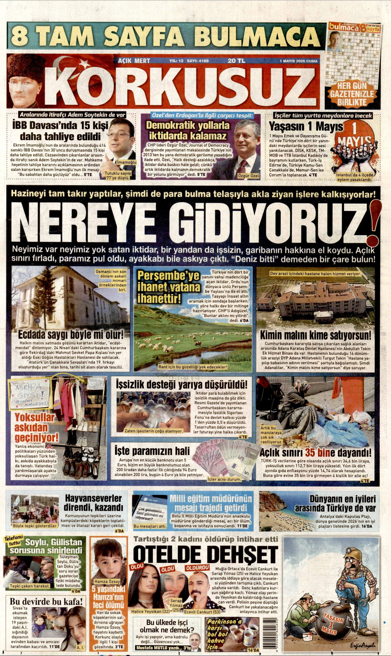 KORKUSUZ gazetesinin 1 Mayıs 2026 tarihli birinci sayfası
