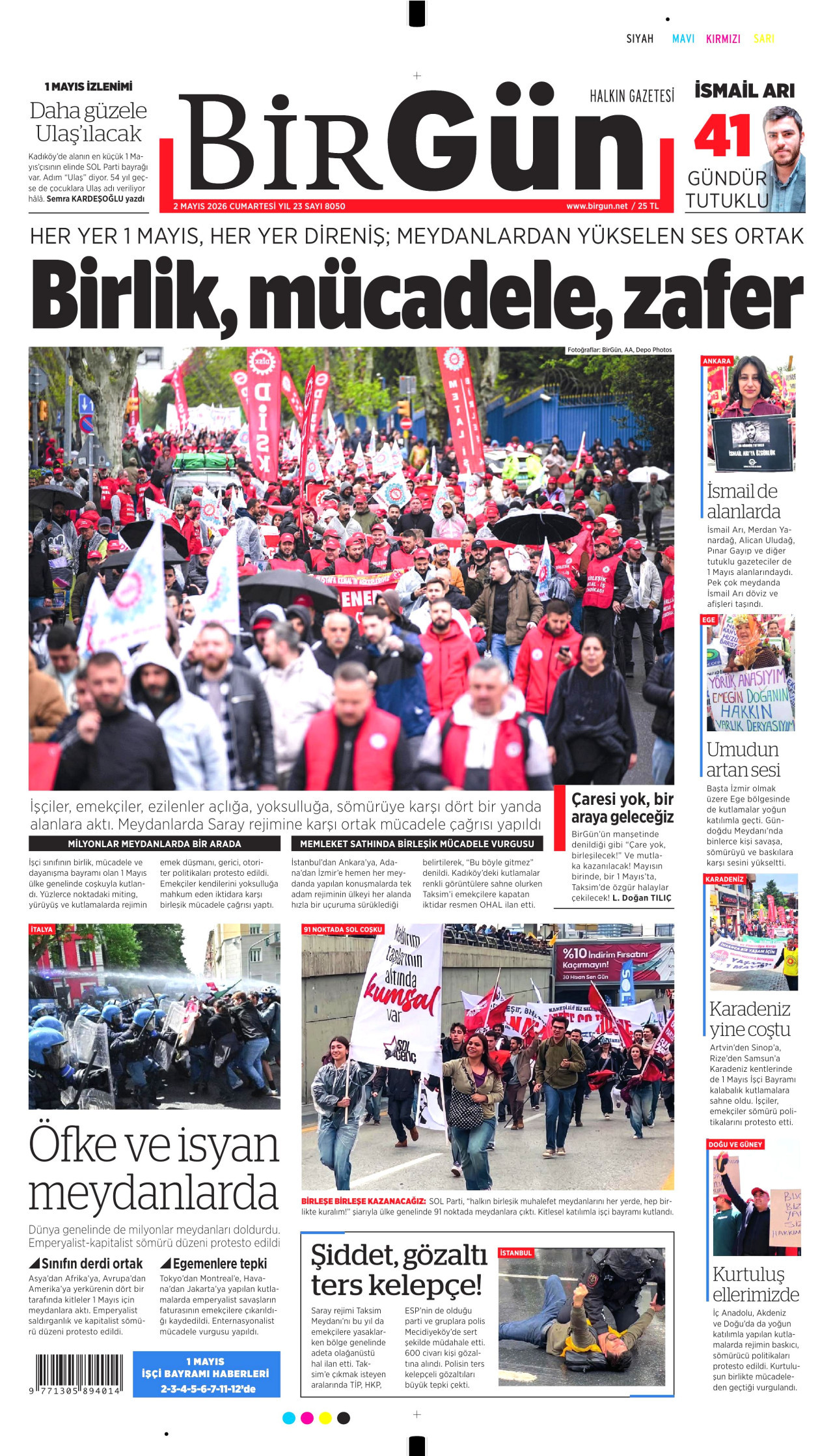BİRGÜN gazetesinin 2 Mayıs 2026 tarihli birinci sayfası