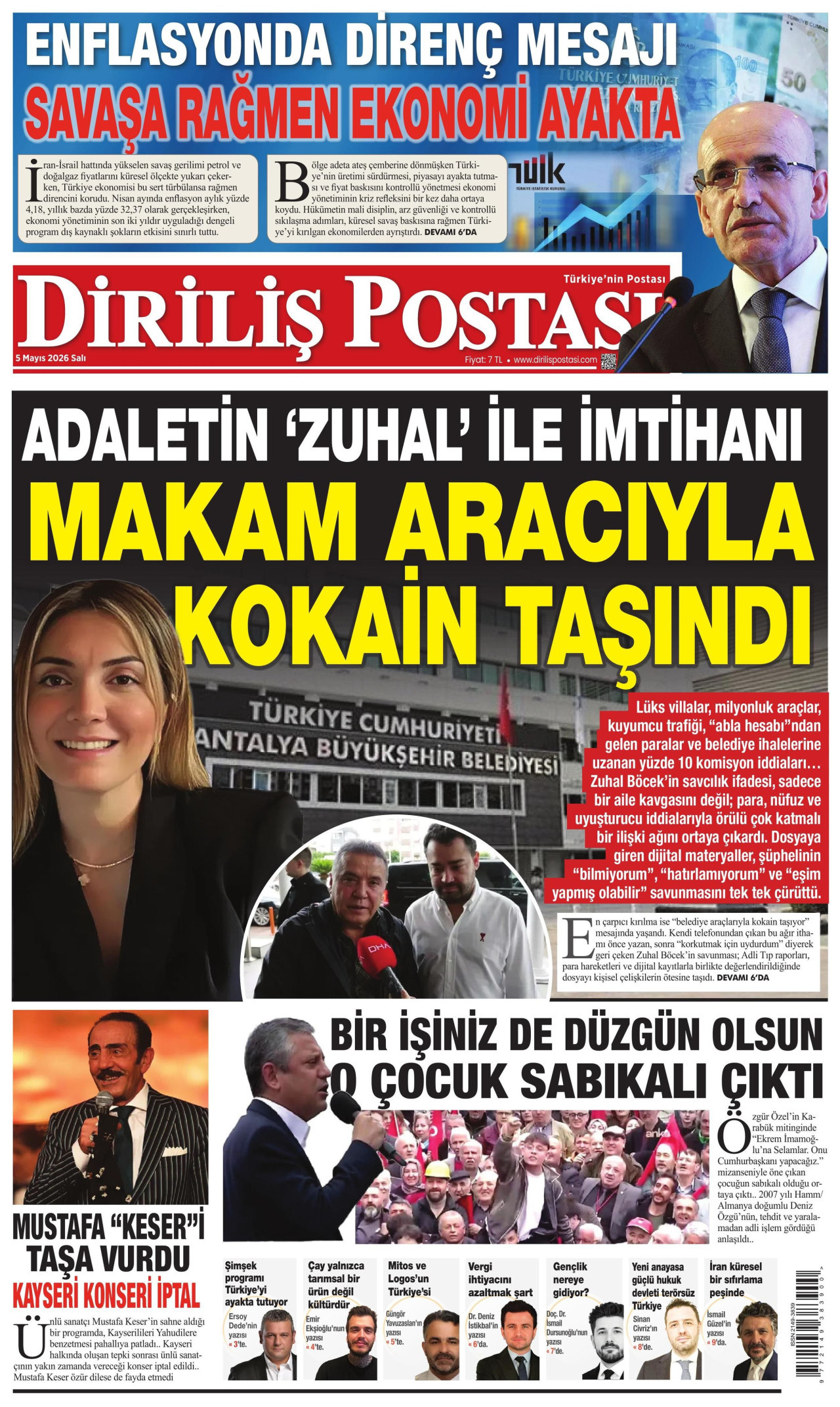DİRİLİŞ POSTASI gazetesinin 5 Mayıs 2026 tarihli birinci sayfası