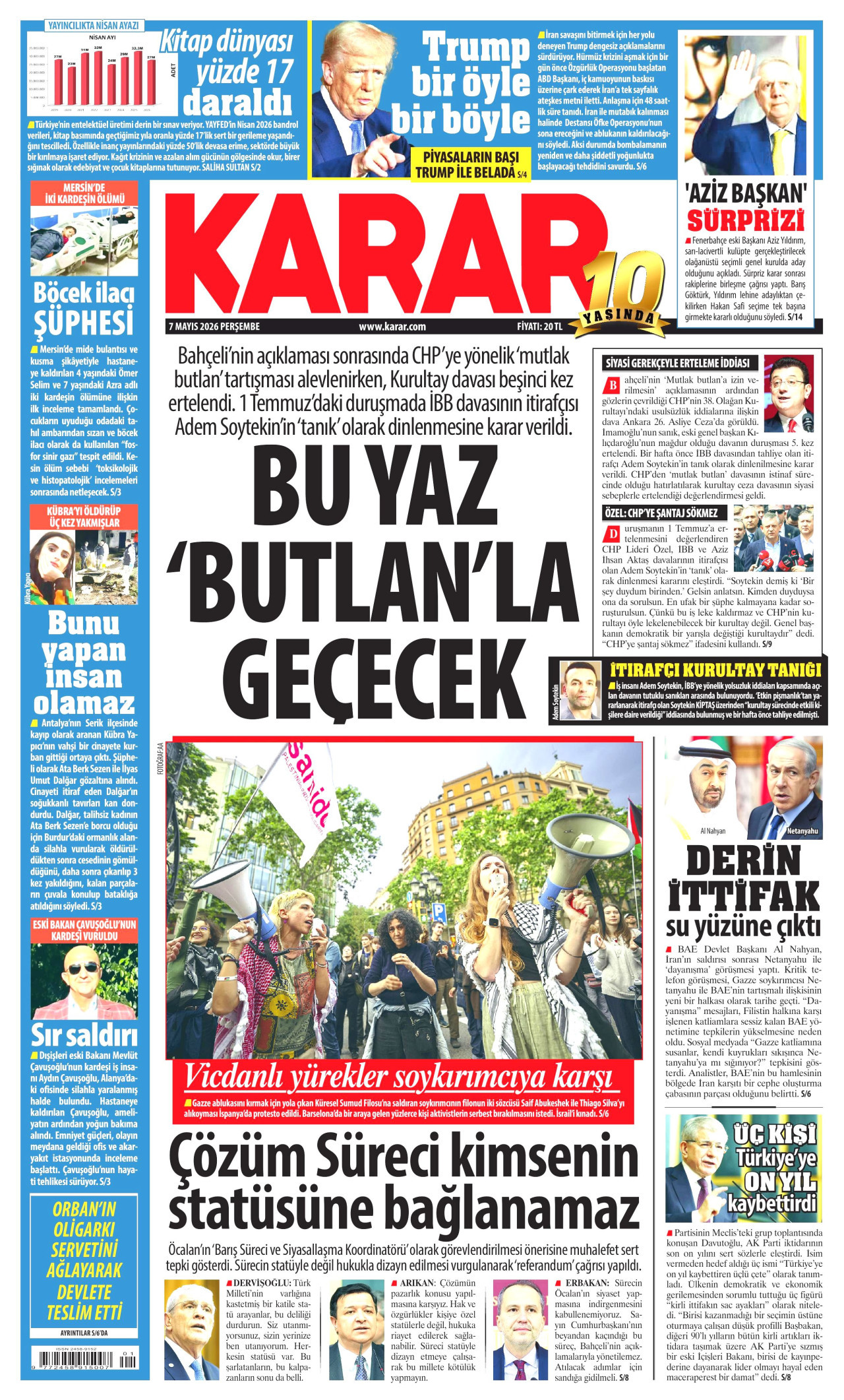 KARAR gazetesinin 7 Mayıs 2026 tarihli birinci sayfası