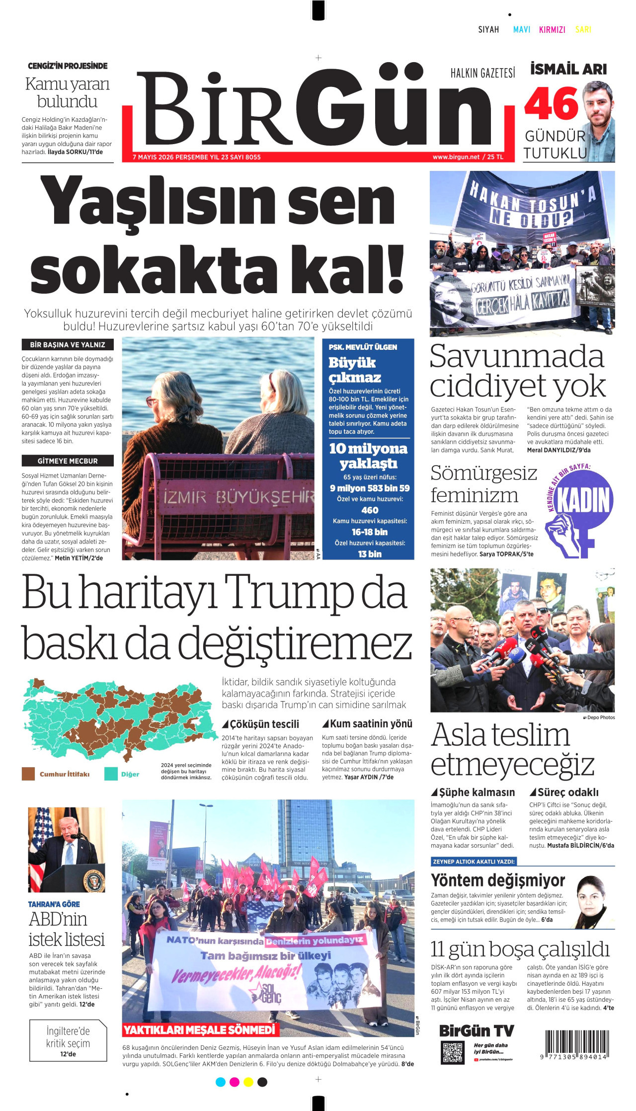BİRGÜN gazetesinin 7 Mayıs 2026 tarihli birinci sayfası