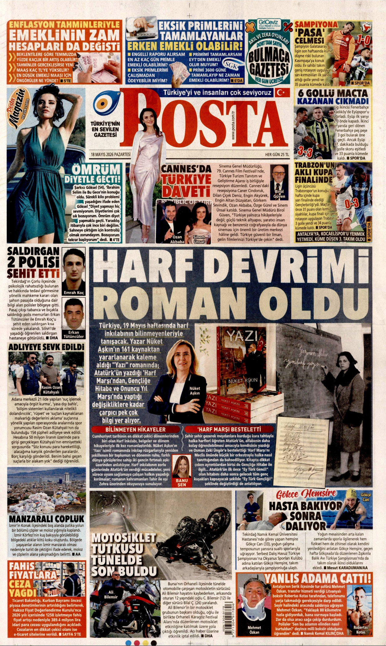 POSTA gazetesinin 18 Mayıs 2026 tarihli birinci sayfası