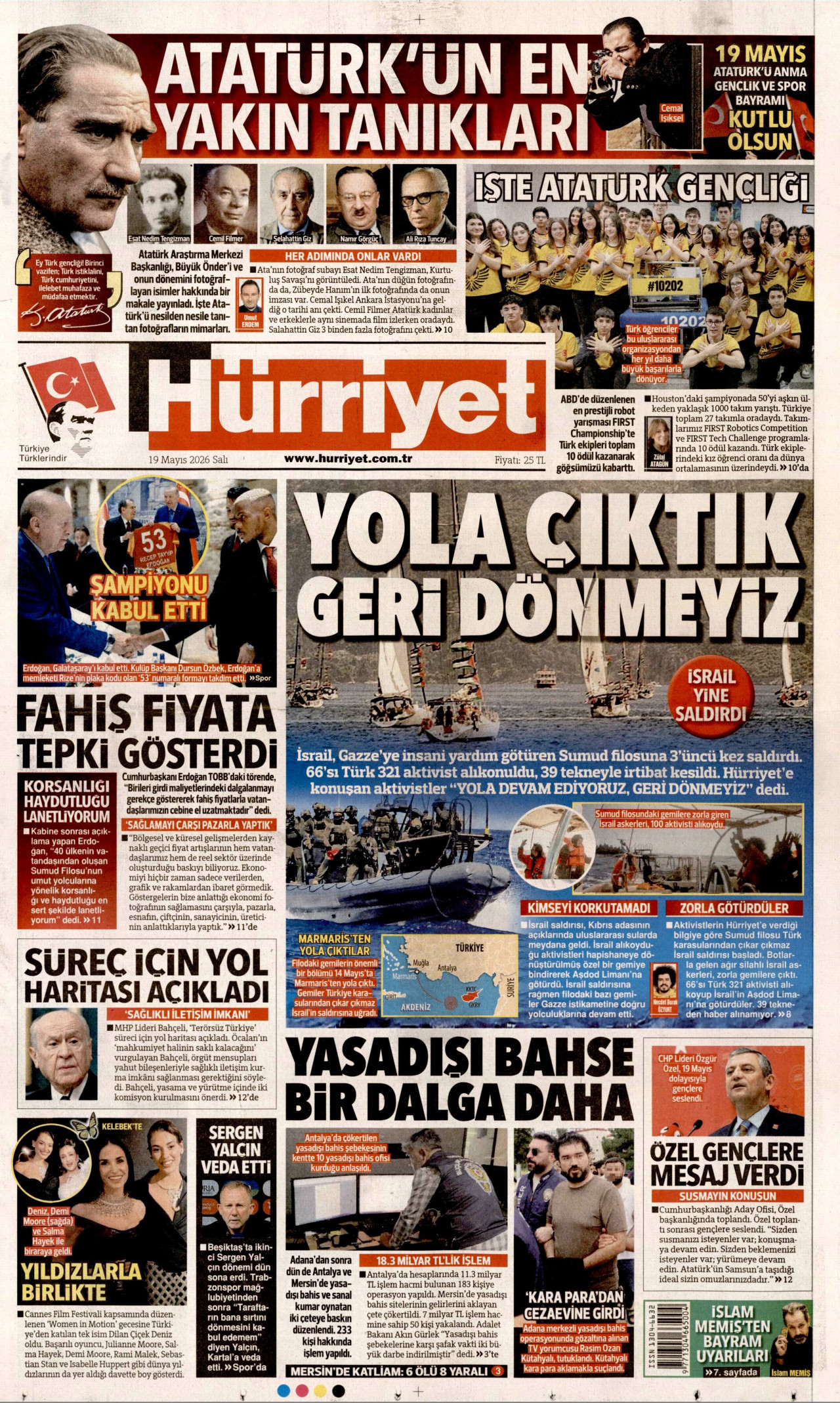 HÜRRİYET gazetesinin 19 Mayıs 2026 tarihli birinci sayfası