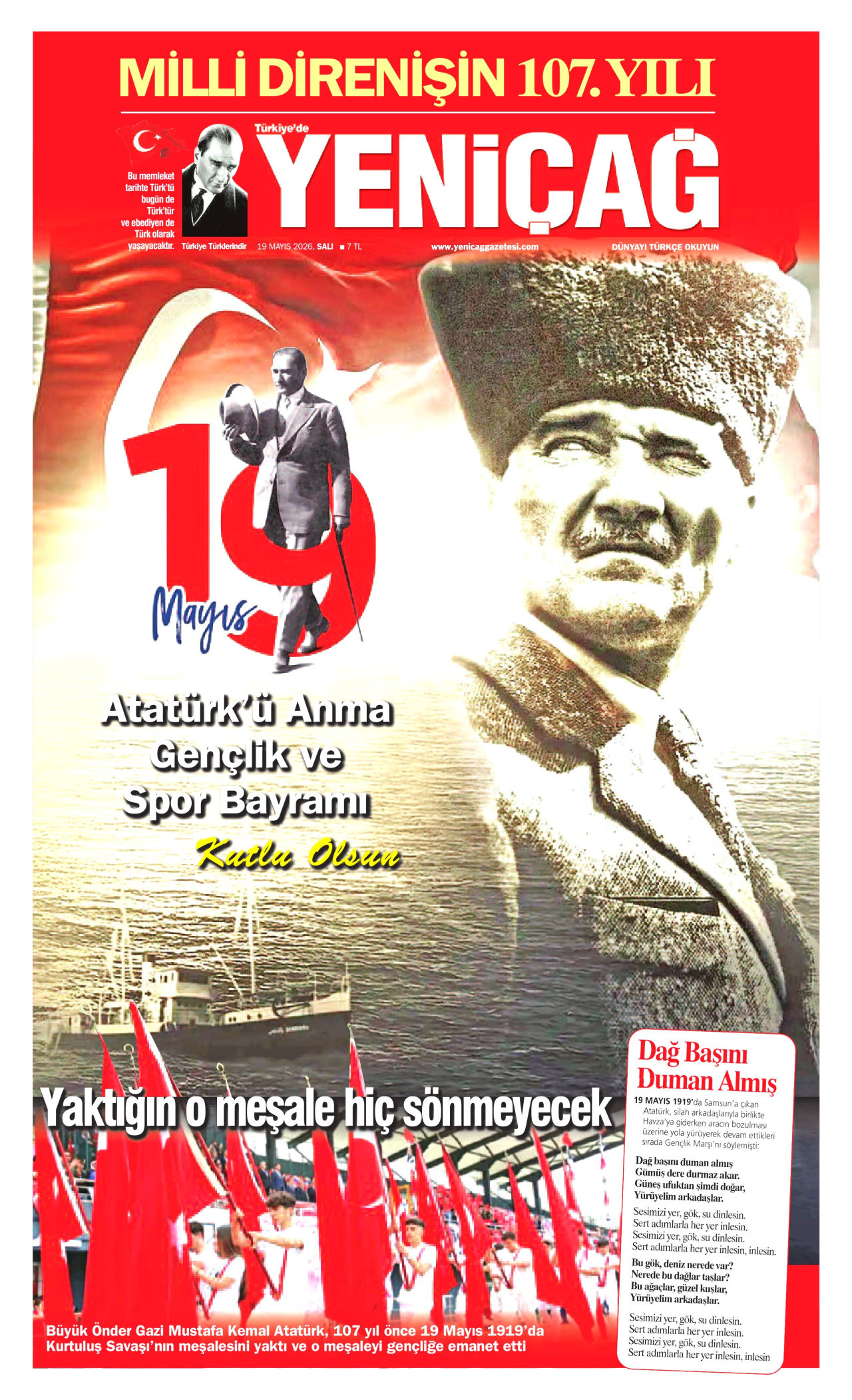 YENİÇAĞ gazetesinin 19 Mayıs 2026 tarihli birinci sayfası
