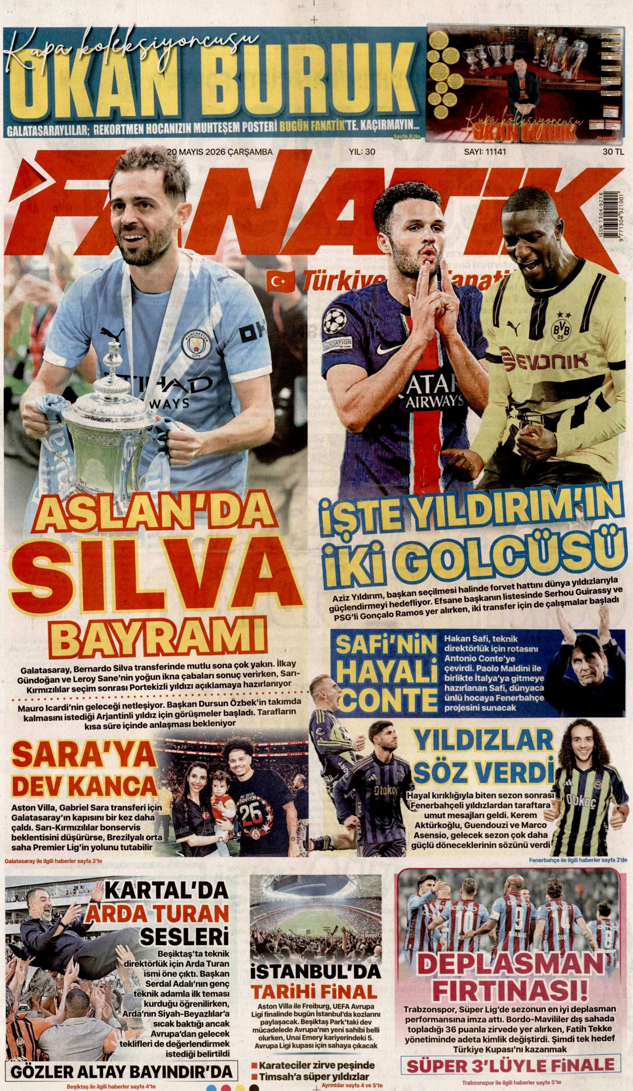 FANATİK gazetesinin 20 Mayıs 2026 tarihli birinci sayfası