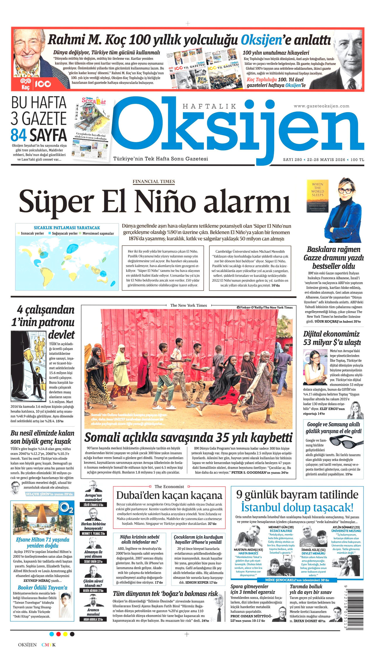OKSİJEN gazetesinin 22 Mayıs 2026 tarihli birinci sayfası