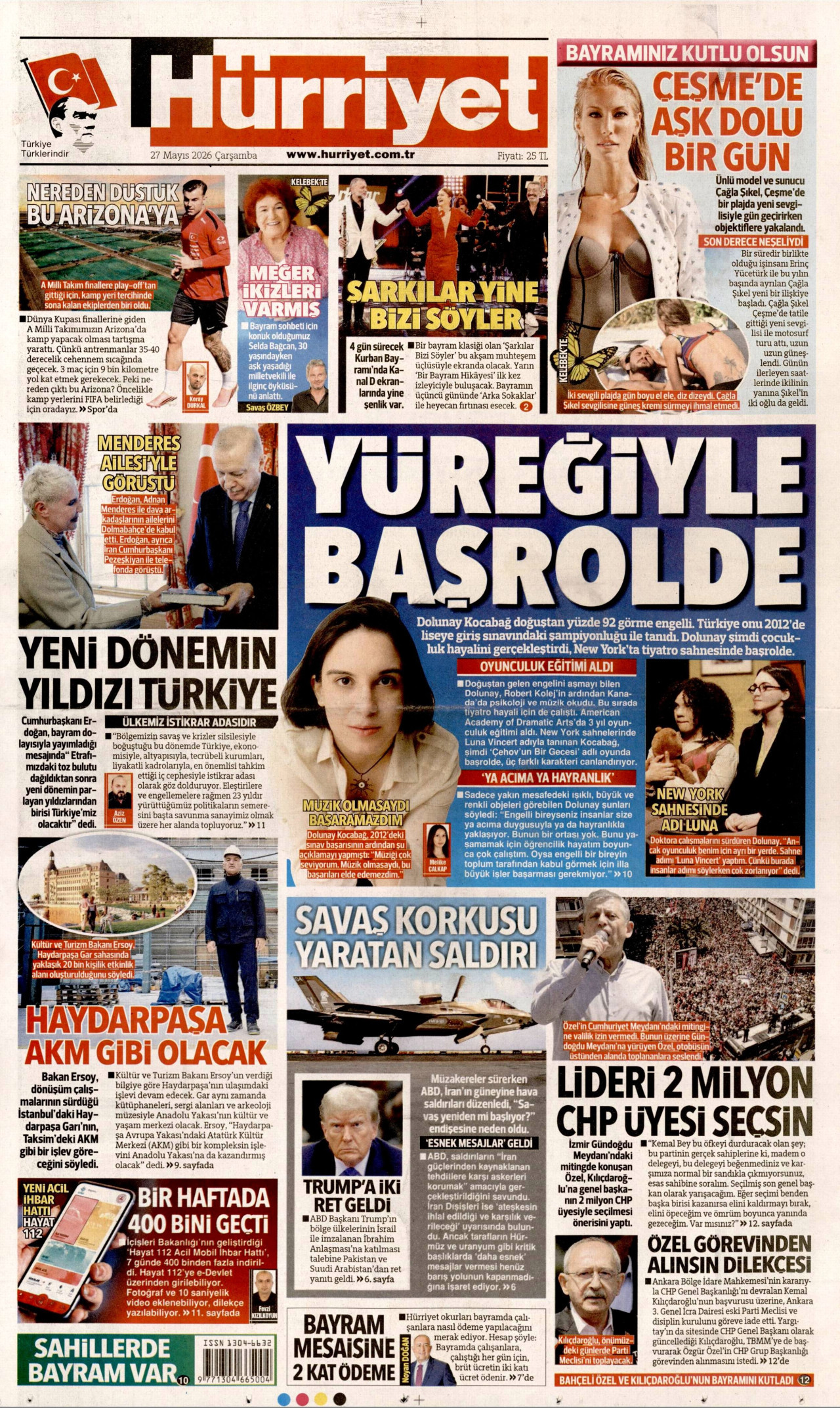 HÜRRİYET gazetesinin 27 Mayıs 2026 tarihli birinci sayfası