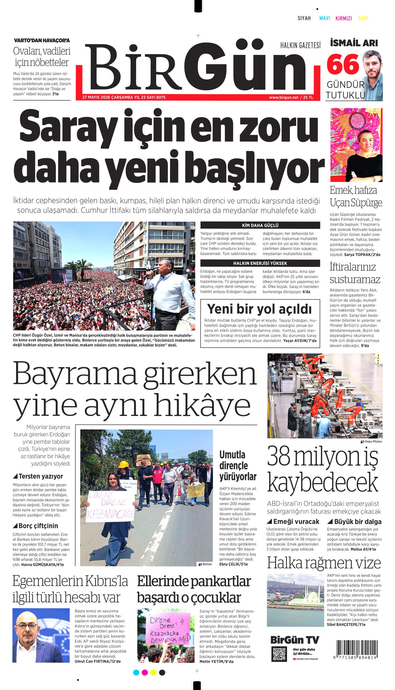 BİRGÜN gazetesinin 27 Mayıs 2026 tarihli birinci sayfası
