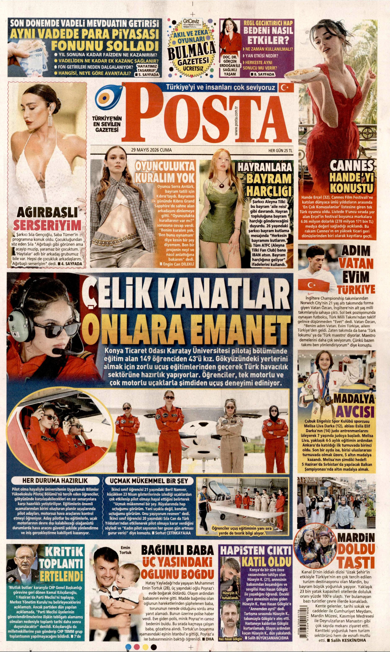 POSTA gazetesinin 29 Mayıs 2026 tarihli birinci sayfası