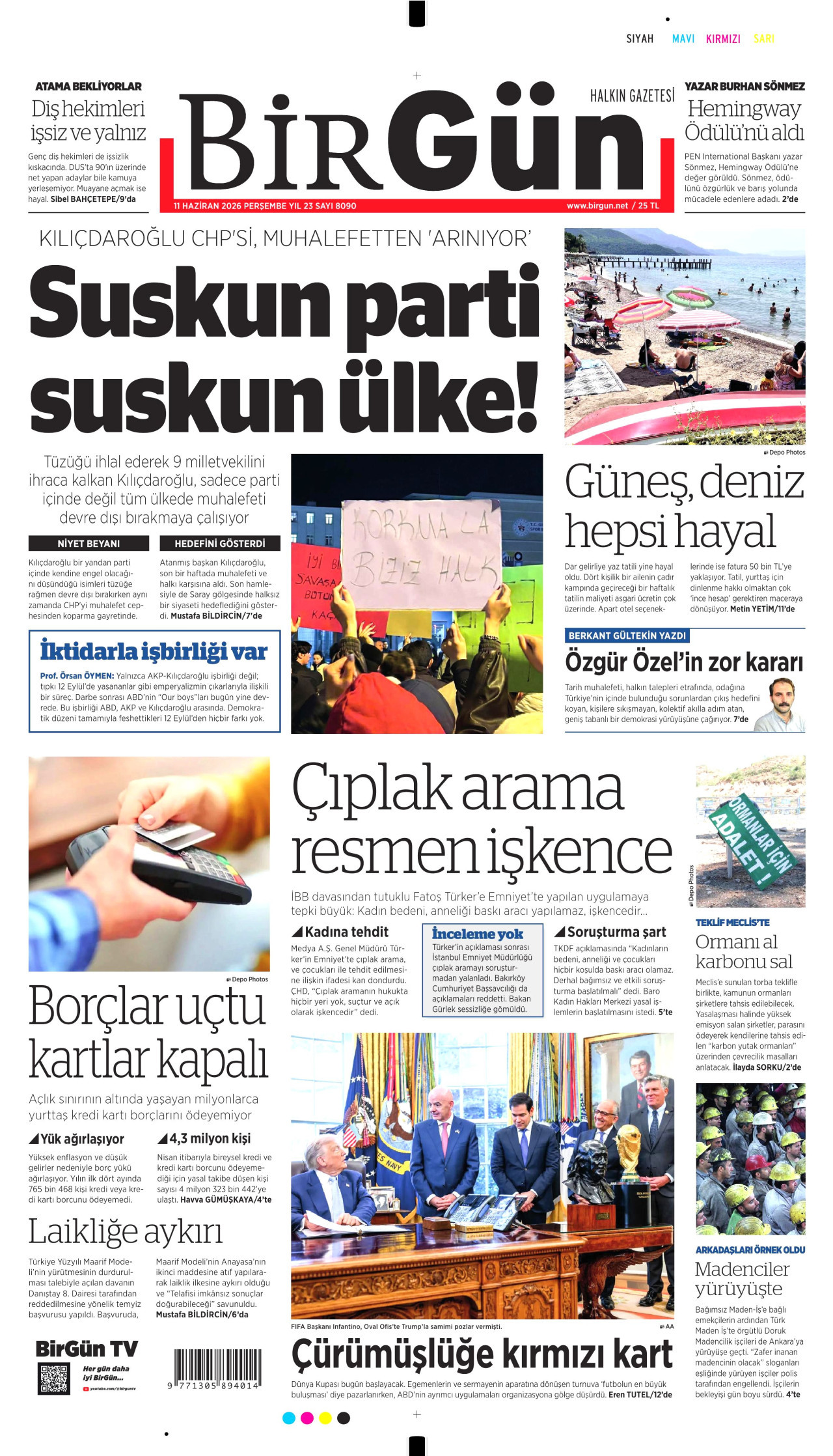 BİRGÜN gazetesinin 11 Haziran 2026 tarihli birinci sayfası