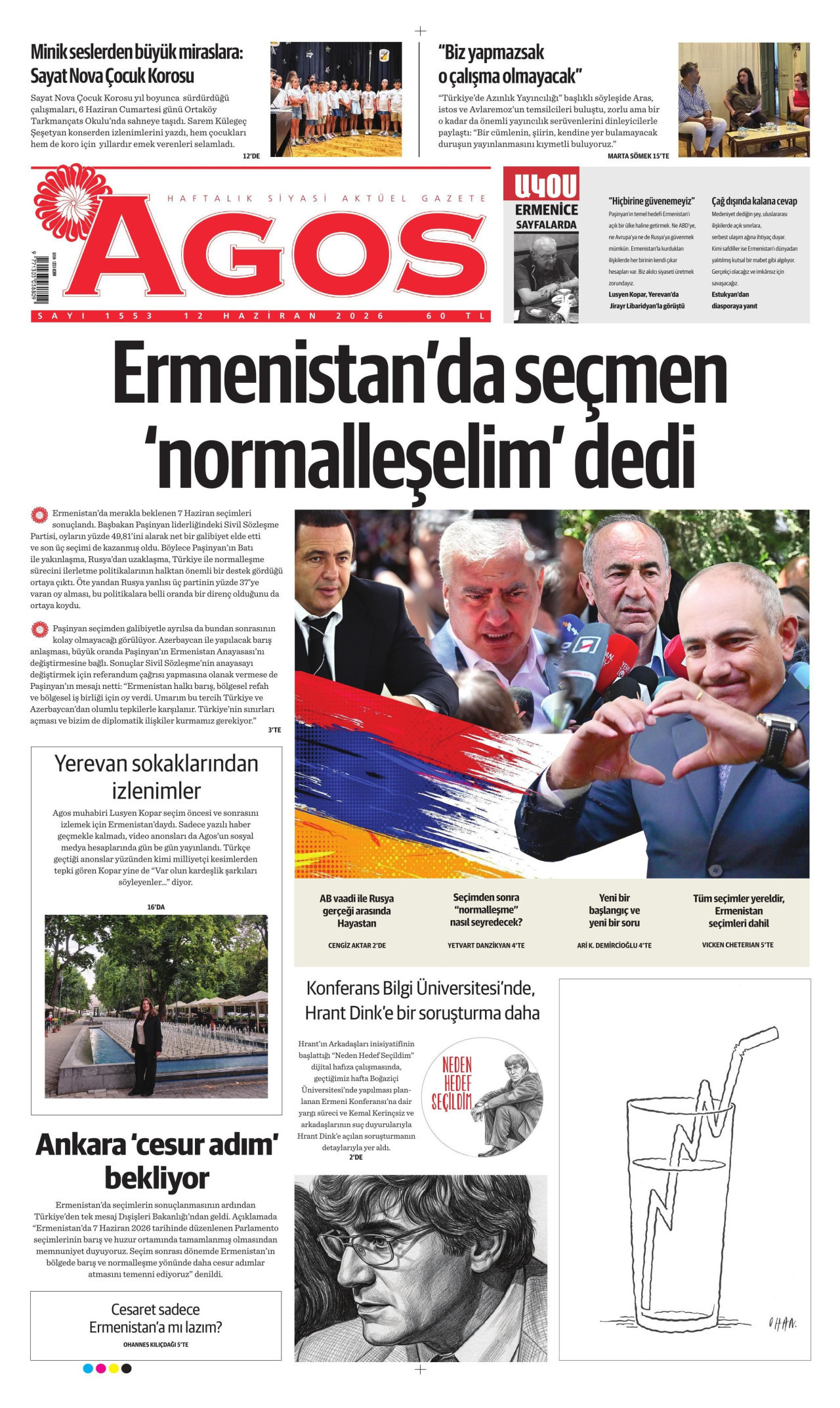 AGOS gazetesinin 12 Haziran 2026 tarihli birinci sayfası