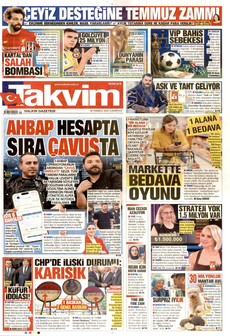 TAKVİM 18 Temmuz 2026 gazete manşeti
