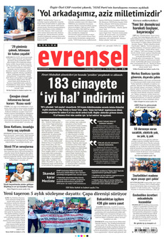 EVRENSEL 25 Temmuz 2026 gazete manşeti