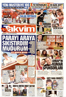 TAKVİM 7 Ağustos 2026 gazete manşeti