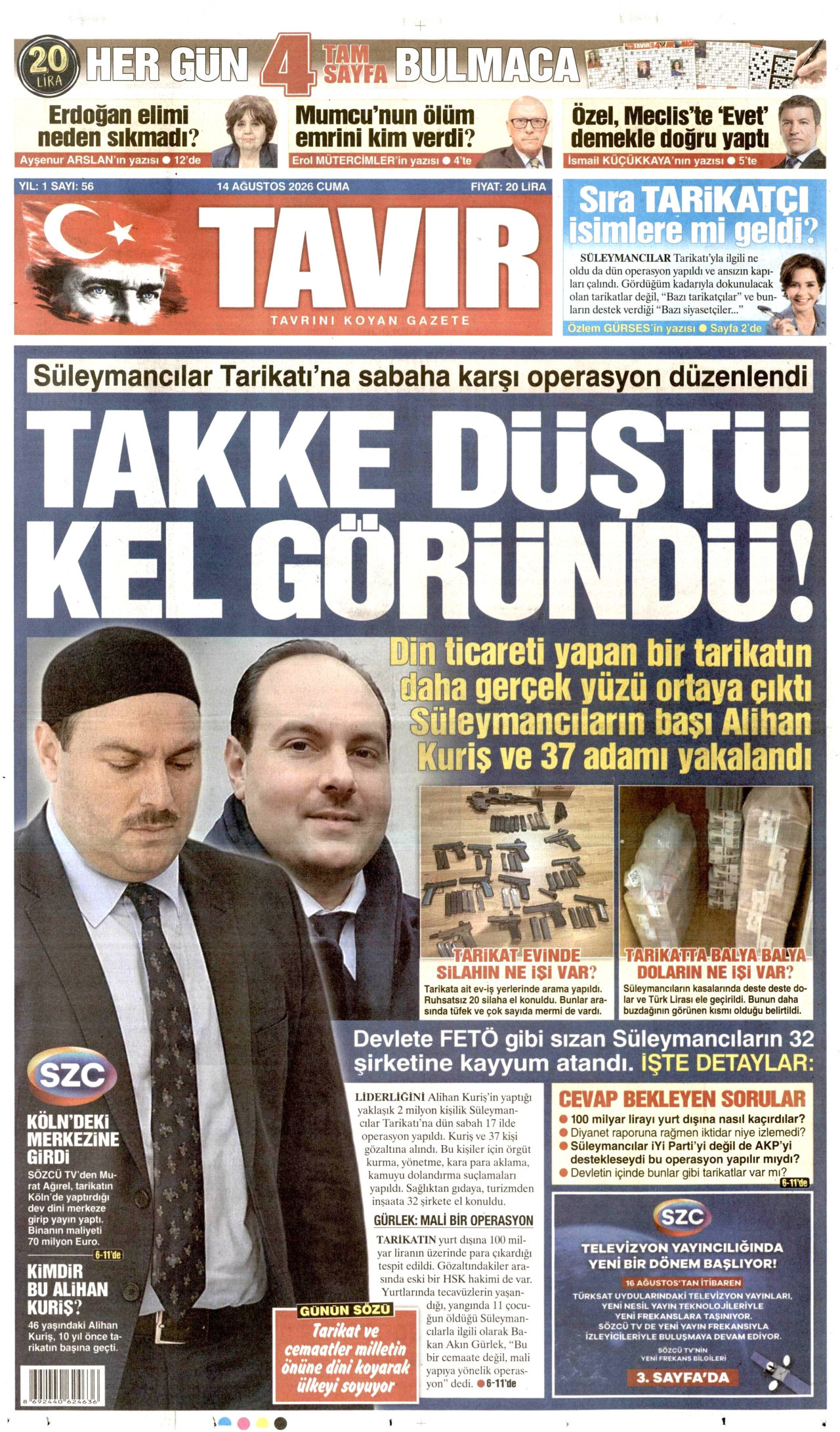 OKSİJEN 14 Ağustos 2026 Gazete Manşeti Büyük