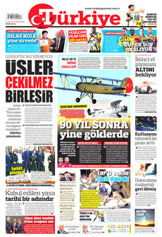 TÜRKİYE GAZETESİ 14 Ağustos 2026 gazete manşeti