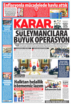KARAR 14 Ağustos 2026 gazete manşeti